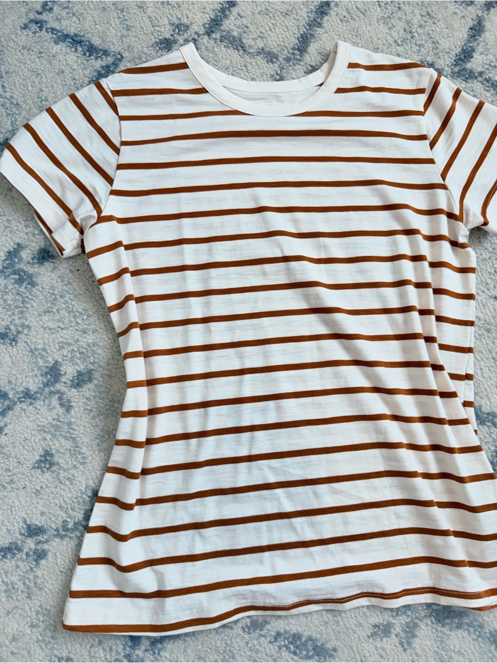 Time and Tru White Tee with Brown Stripes